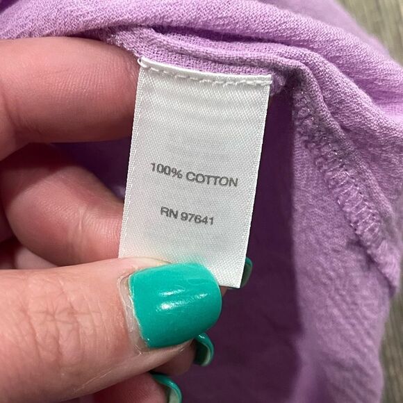 J. Jill Womens Blouse Top 3/4 Sleeve Notch Neck Pullover Cotton Purple Size M - Picture 3 of 4